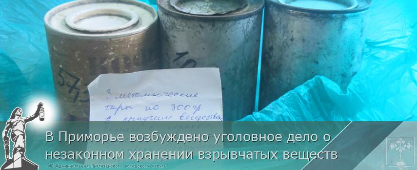 В Приморье возбуждено уголовное дело о незаконном хранении взрывчатых веществ