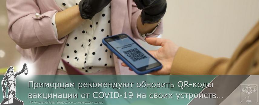 Приморцам рекомендуют обновить QR-коды вакцинации от COVID-19 на своих устройствах, сообщает www.primorsky.ru